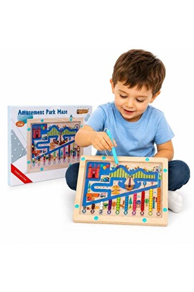 Twisoo Magnetic Toddler Games - Wooden Amusement Park Counting Maze with Magn...