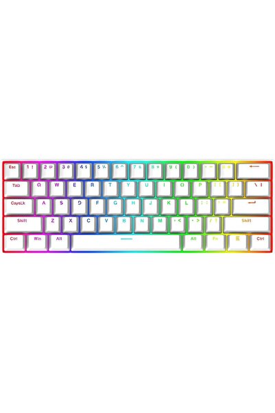 REDRAGON K630W-RGB Dragonborn Blue Switch%60 TR Q Beyaz Mekanik Kablolu Gamin...