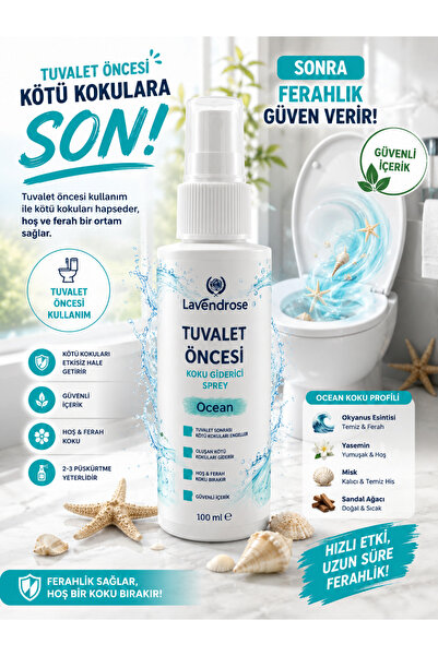 Lavendrose Tuvalet Kokusu - Tuvalet Öncesi ve Sonrası Koku Giderici Ocean Spr...