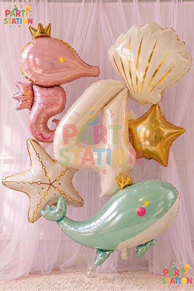 Parti Station Mermaid Themed Balloon Set for 4 Years Old - 6-Piece Extra Larg...
