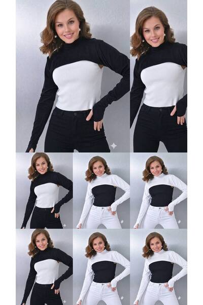 ALDAIYR 8-Fingered Hijab Neck Collar |   Yakali Long Sleeve Sleeved Body Blou...