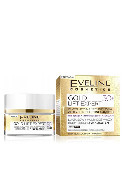 Eveline GOLD LIFT EXPERT 50+ Cremă-serum luxoasă multi-nutritivă cu aur de 24...