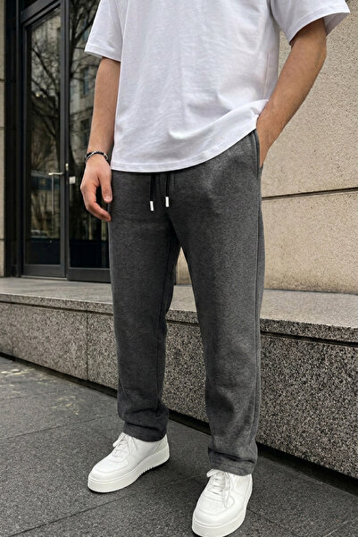 INFLUYENTE Men's Baggy Fit Fleece Lined Comfortable Cut Sweatpants with Side ...