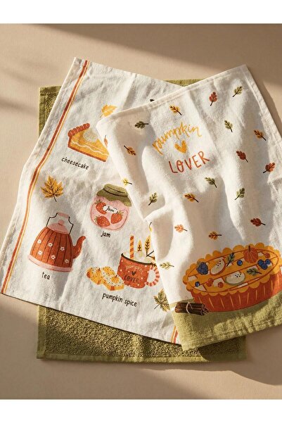 LC Waikiki Mixed Autumn Themed Cotton Drying Cloth 40X50 cm 3-Pack (W6)