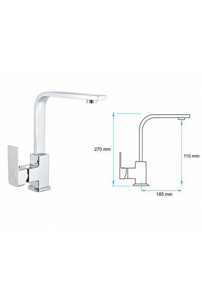 Condi Collection Square Chrome Kitchen Sink Faucet