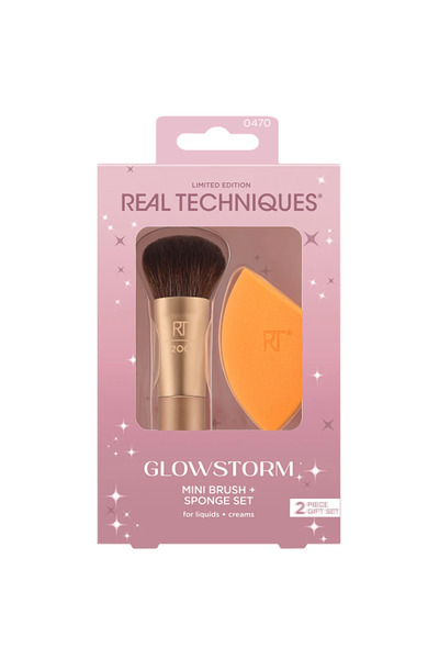 Real Techniques Set de machiaj Glowstorm: Pensulă mini pentru blending + Bure...