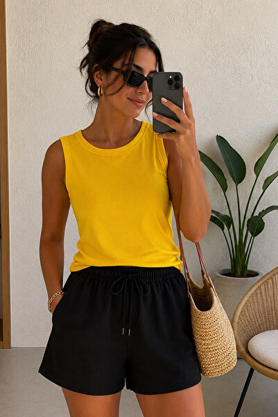 FH Living Fitilli Bisiklet Yaka Kolsuz Basic Bluz