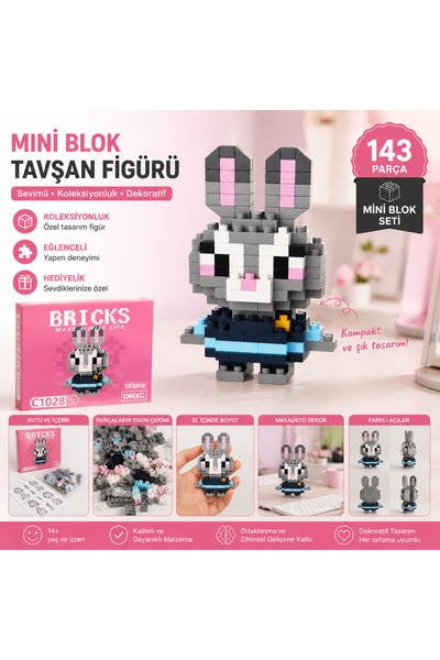 DİDEMMCE Mikro Blok Yapım Seti 143 Parça Mini Puzzle Blok Oyuncak Figürü sevi...