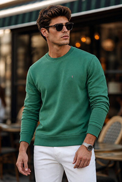 MAXIMILLIAN Men's Çağla Basic Crew Neck Relaxed Sweatshirt