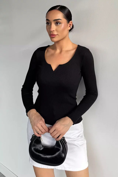 TOZLU Bluză de damă din Lycra cu decolteu în V