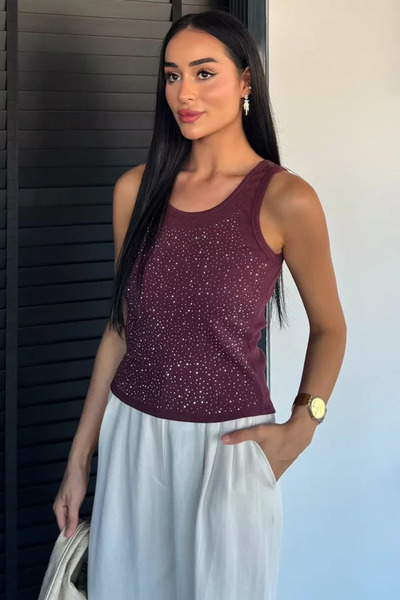 TOZLU Bluză tip camisolă cu pietre în față