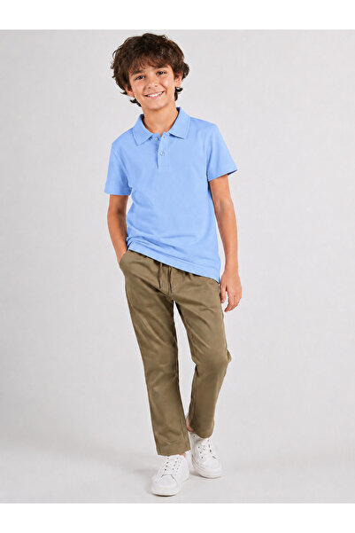 Çelix Kids Boys' Non-Curling Polo Collar Short Sleeve Cotton Basic School T-S...