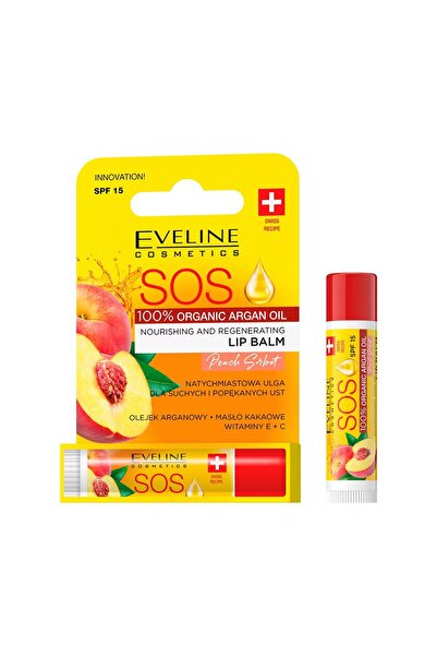 Eveline Sorbet de piersici SOS Balsam de buze nutritiv și regenerant - Piersică