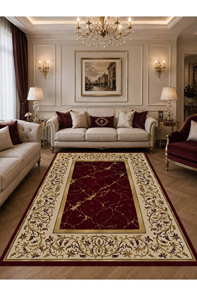 YTR HOME Dijital Baskı Yıkanabilir Kaymaz Taban Dekoratif Salon Mutfak Halısı...