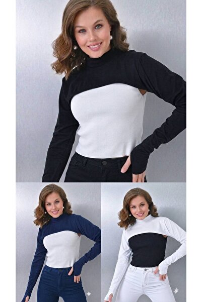 ALDAIYR 3-Piece Fingered Hijab Neck Collar |   Yakali Long Sleeve Sleeved Bod...