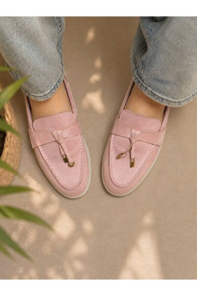 BERFONA Alora Pink Suede Flat Sole Shoes