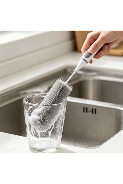 Kmt Style Bottle brush with long handle 31cm, brush head 7cm, stiff cleaning ...