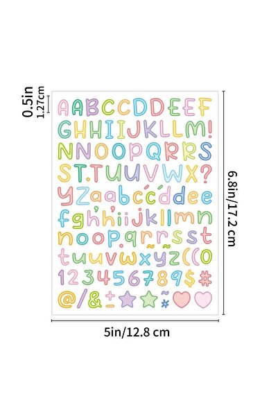 Kayra Colorful Alphabet and Numbers Adhesive Sticker - Self-Adhesive Decorati...