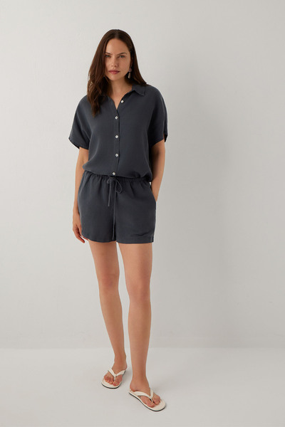 İpekçi Otantik Linoflow Relax Women's Shorts Anthracite