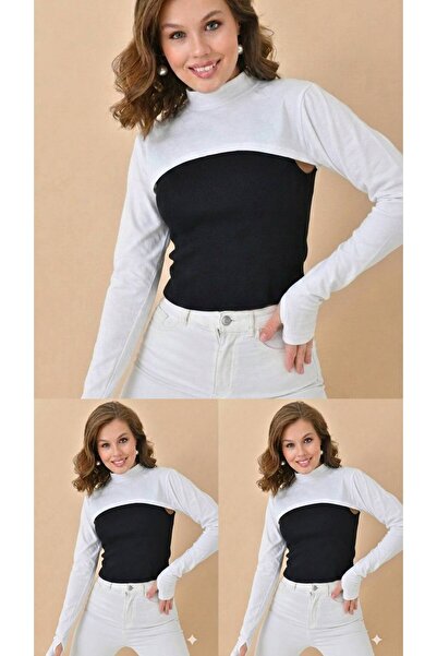 ALDAIYR 3-Piece Fingered Hijab Neck Collar |   Yakali Long Sleeve Sleeved Bod...