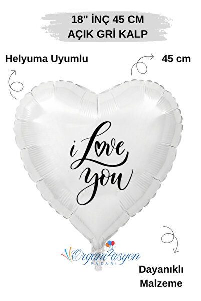 Organizasyon Pazarı 18 Inch 45 cm Foil Balloon |   I Love You Printed |   Val...