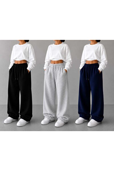 JARVİN 3 Pieces (Black-Grey-Navy Blue) Basic Sweatpants That Match Every Comb...