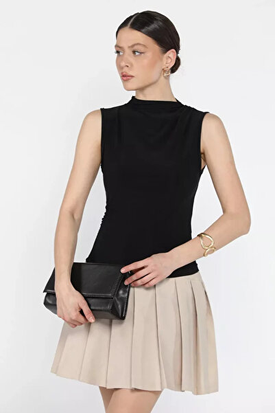 TOZLU Women's Lycra Blouse with Shirring Detail