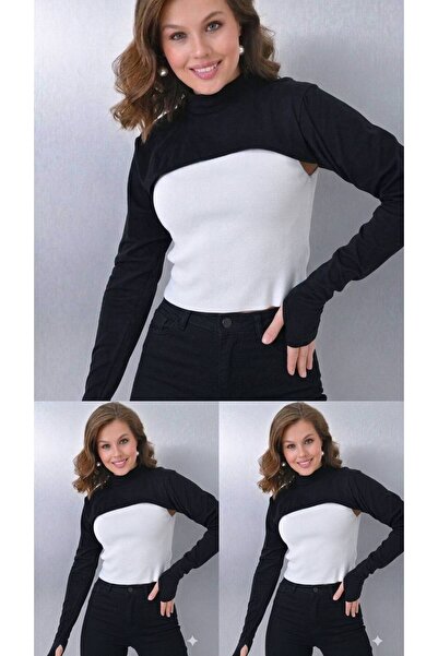 ALDAIYR 3-Piece Fingered Hijab Neck Collar |   Yakali Long Sleeve Sleeved Bod...
