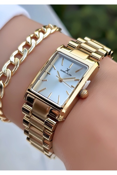 Daniel Klein Original Gold Color Rectangular Women's Wristwatch – |   Bracele...