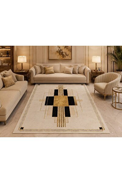 YTR HOME Dijital Baskı Yıkanabilir Kaymaz Taban Dekoratif Salon Mutfak Halısı...