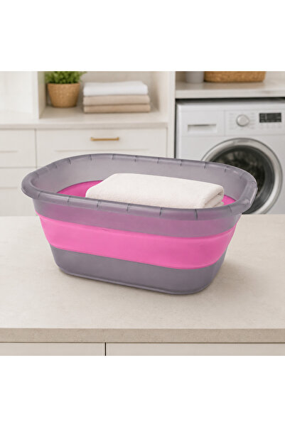 kitchen soft Katlanabilir Çamaşır Sepeti 27 Lt Akordiyon Katlanır Sepet - Leğ...
