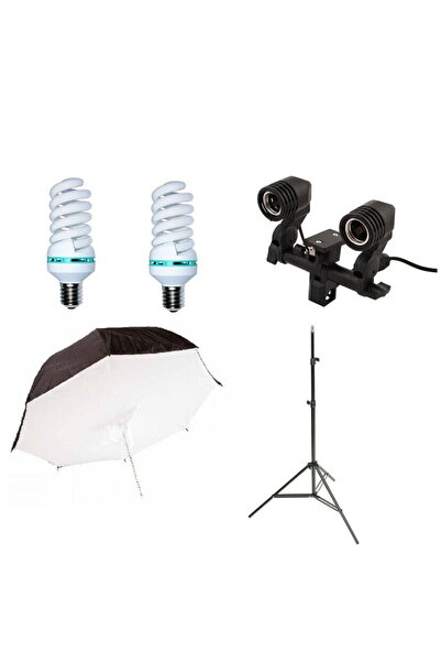 iShoot Kit lumina continua cu 2 becuri si umbrela tip softbox reflexie spate ...