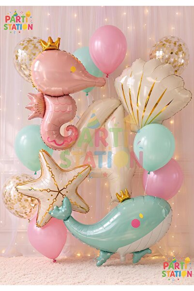 Parti Station Mermaid Concept Balloon Set 4 Years Old - 15 Piece Extra Large ...