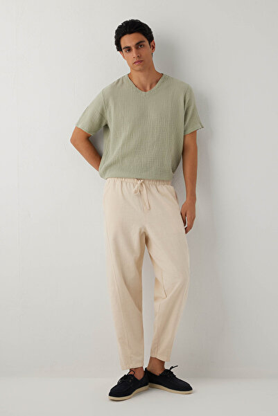 İpekçi Otantik بنطلون لينا للرجال ذو ملمس طبيعي مريح باللون البيج