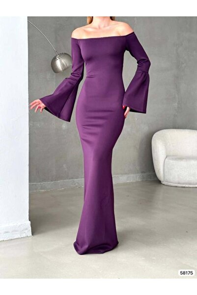 Modafeminen Scuba Spanish Sleeve Evening Dress 58175 Purple
