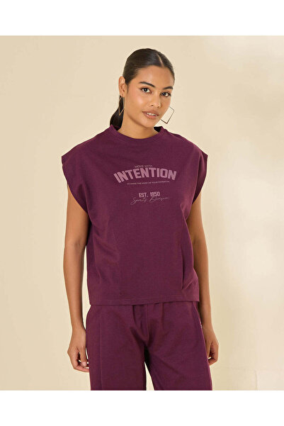 REDTAG Women Mauve Sleeveless Front Pleat Detail Active T-Shirt