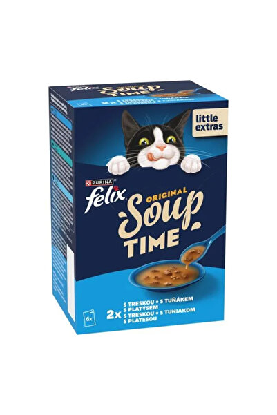 Felix Soup Time Wet Cat Food, Cod, Tuna, Flounder, 6 x 48g