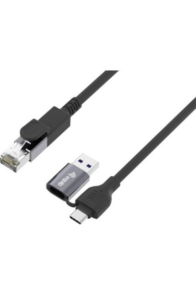 EQUIP Καλώδιο 2 σε 1 USB-C/A Αρσενικό σε RJ45 Gigabit Ethernet 1μ Μαύρο (133101)