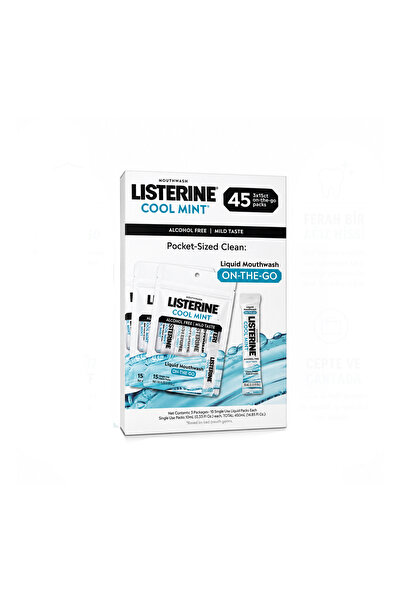 Listerine Cool Mint Serin Nane Aromalı Seyahat Boy Tek Kullanımlık Paket Alko...