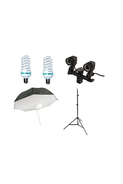 iShoot Kit lumina continua cu 2 becuri si umbrela tip softbox reflexie spate ...
