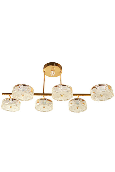 Begüsa Leya 6'lı Ledli Avize Gold Kaplama | Modern Dekoratif Sarkıt Tavan Aydınlatma | Şık ve Zarif Tasarım | Geniş Salon, Oturma Odası, Yemek Odası ve Modern Yaşam Alanları İçin Gösterişli Ev Aydınlatması