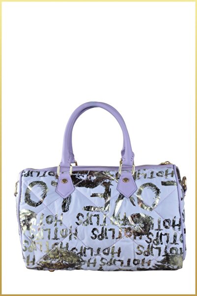 birizmoda Strins Women's Printed Striped Quilted Pattern Travel Bag - Lilac