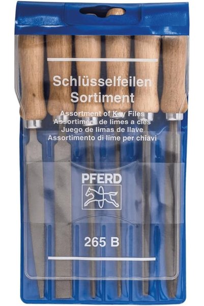 PFERD Anahtar Eğesi Seti 265 B Plastik Çanta İçinde, 6 Törpü, 100 Mm, Ahşap Saplı, 11700265 – Filigr