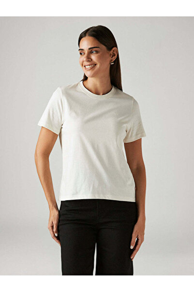 Levi's Bng Wt Favorite Cotton Women's Cream Color Crew Neck T-Shirt 006Wj-0002