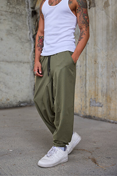 Superbluemexico Men's Patterned Shalwar Trousers with Elastic Waist and Cuffs