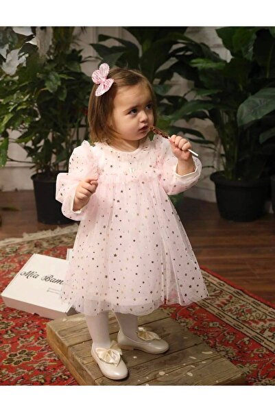 Butik KIZ BEBEK PAMUKLU İÇ ASTARLI ÖZEL GÜN ELBİSESİ