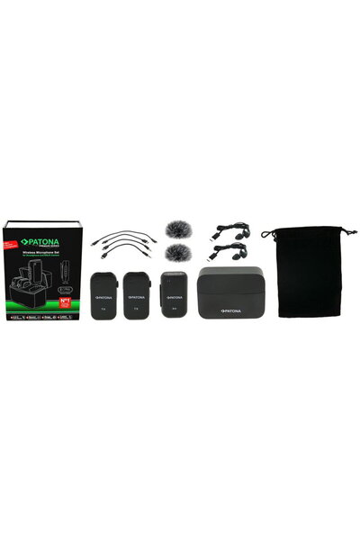 Patona Sistem de microfon wireless premium pentru telefoane inteligente si ca...