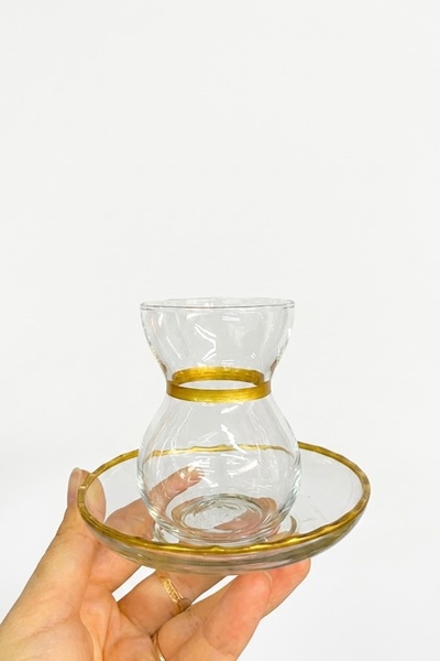 DECOSTYLE Çay seti Bardağı ve çay tabağı Gold 12 Parça