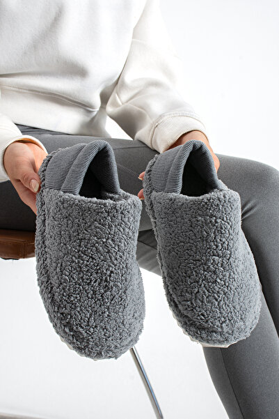 ModaMert Women's Gray Comfortable and Useful Home Shoes with Elastic Back, Ho...