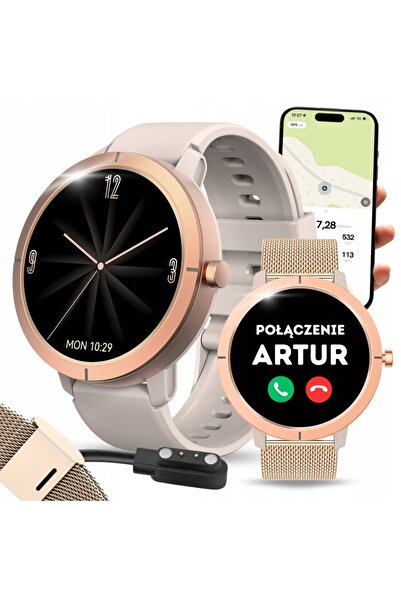 VESS SMARTWATCH FEMININ CONECTIVITATE GPS MENIU PL AMOLED AURIU RITM CARDIAC ...
